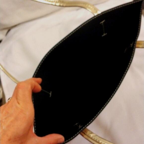 FANCY Gold Tote Shoulder Bag Office Career Documents Carrier Travel Laptop Ipad - Picture 8 of 9